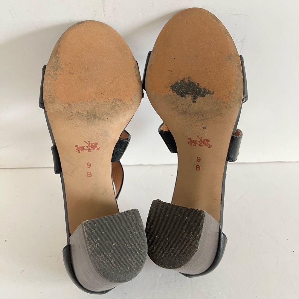 Coach Black Gold Turnlock Heel Sandal Size 9B - Picture 7 of 9